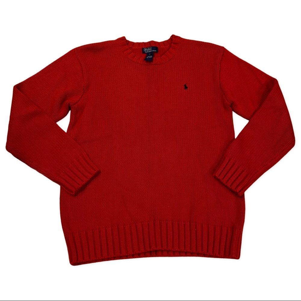 Polo Ralph Lauren Red Cable Knit Crewneck Sweater